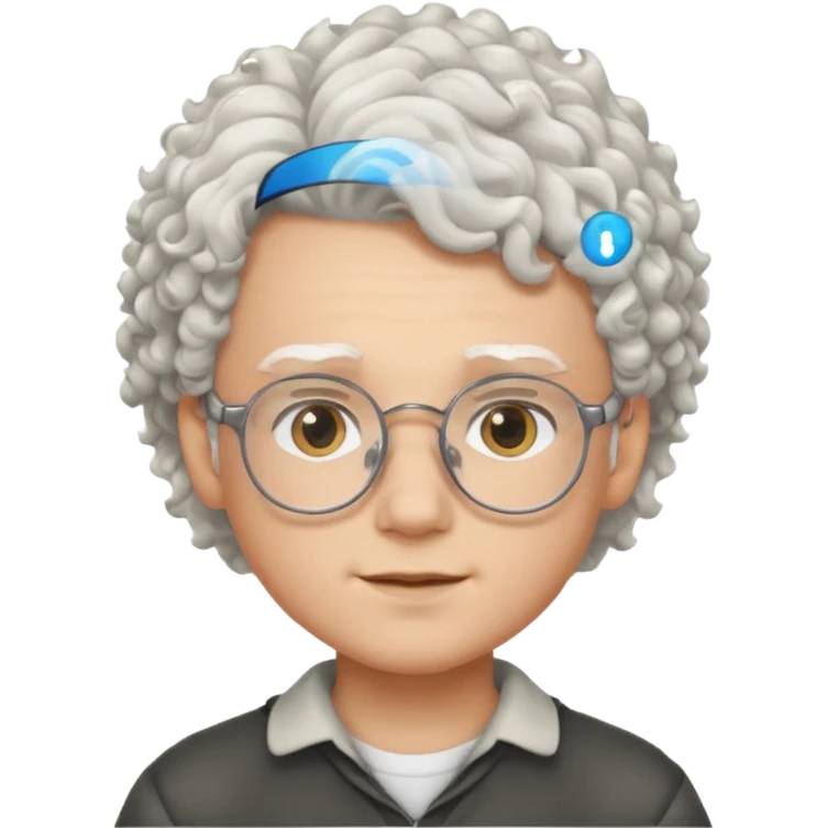 young boy with curly white hair and glasses emoji
