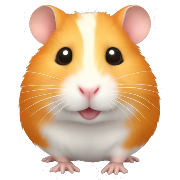 Hamster con cabeza naranja y 3 manchas pequeñas en el cuerpo emoji