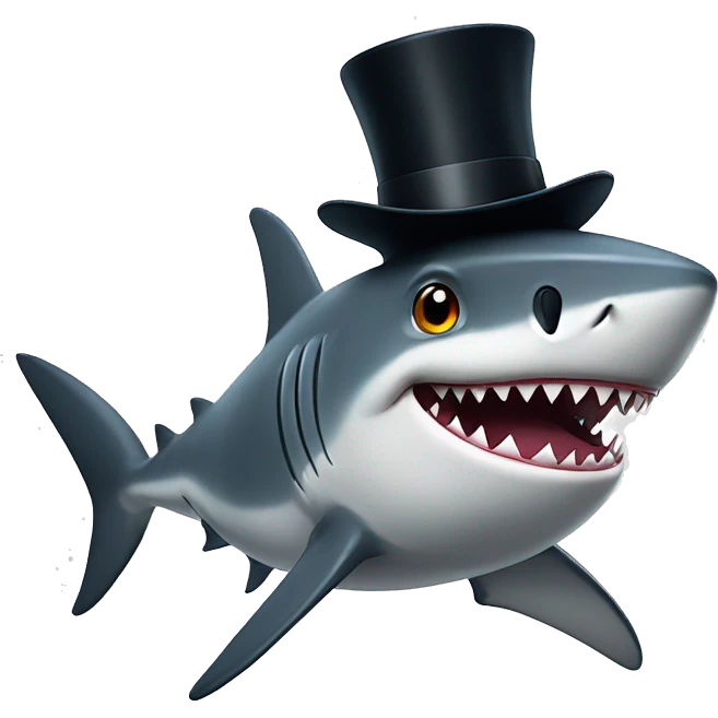 Shark with a top hat emoji