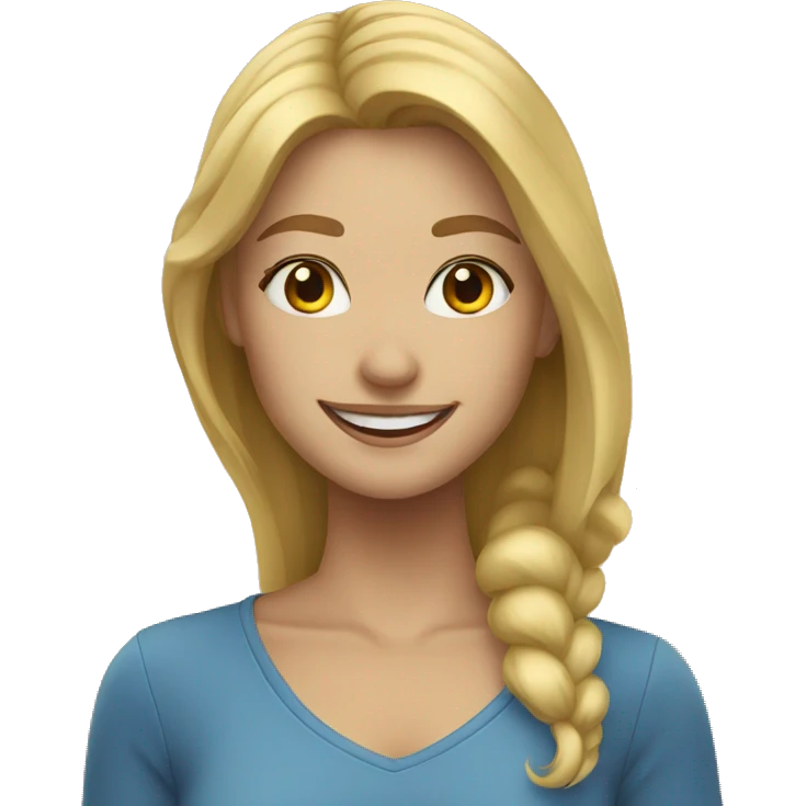 blonde girl smiling at camera emoji