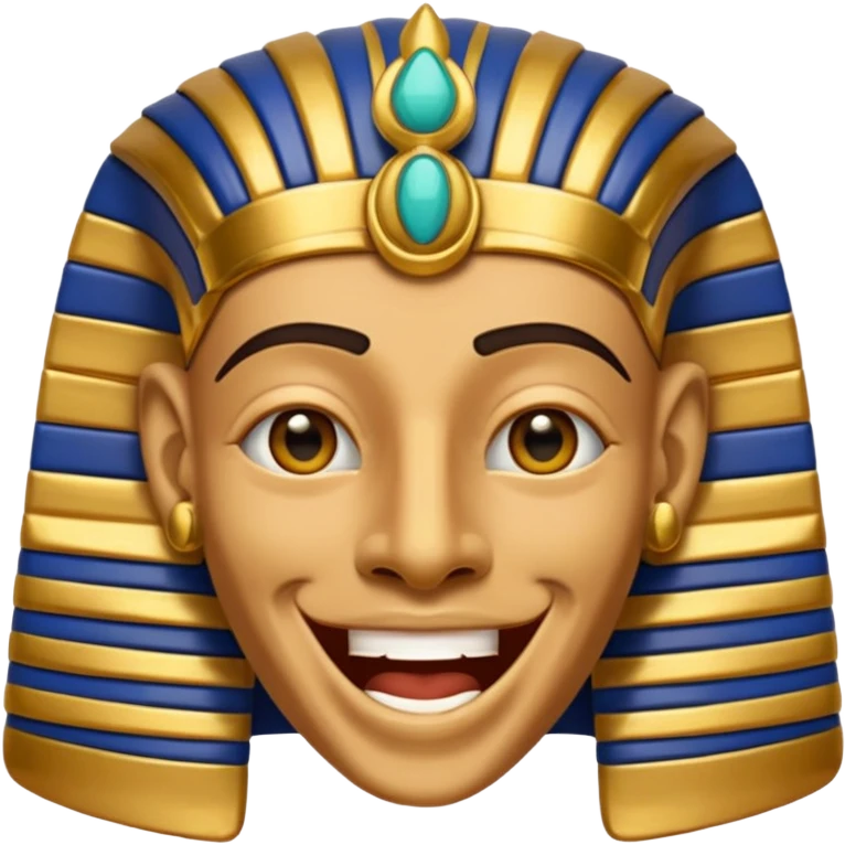 Discord emoji for "RA Silkroad", Ancient Egyptian theme, funny Pharaoh face laughing, cartoonish, colorful, shiny gold, small and clear.
 emoji