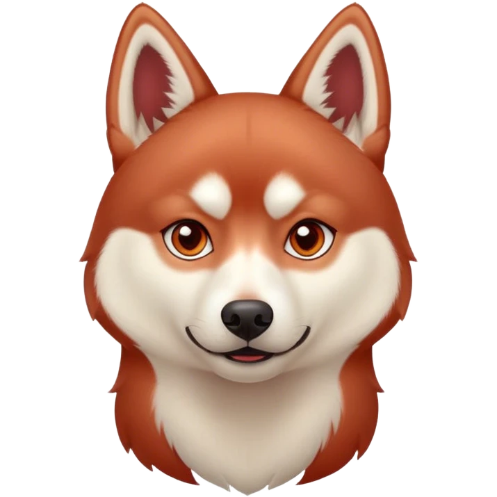 Red Siberian husky with rolling eye expression emoji