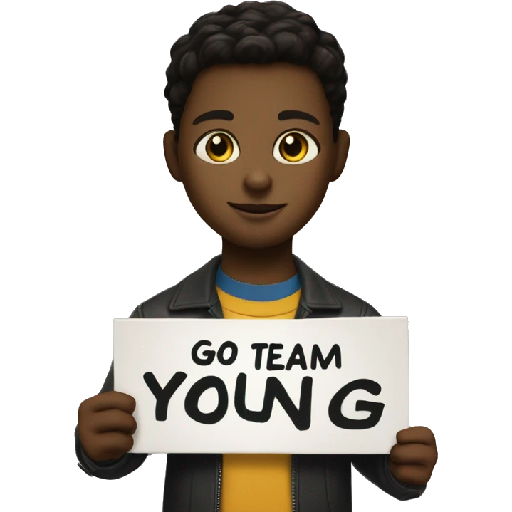Black cat holding a sign that says “go team young Sheldon” emoji