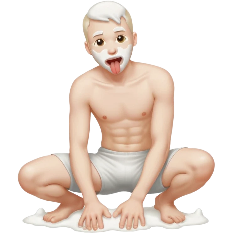 Make a person on their knees, legs back tongue out covered in white stuff on his face. Make it a man. emoji