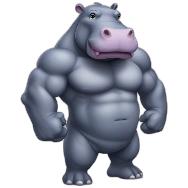 hippo-making-a-bicep-muscle emoji