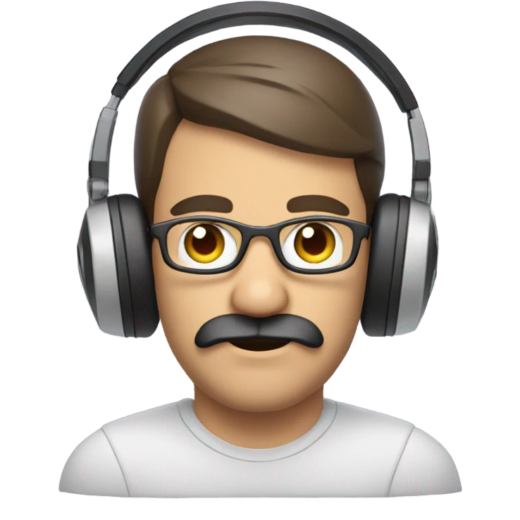 Mustached man with a gamer headset emoji