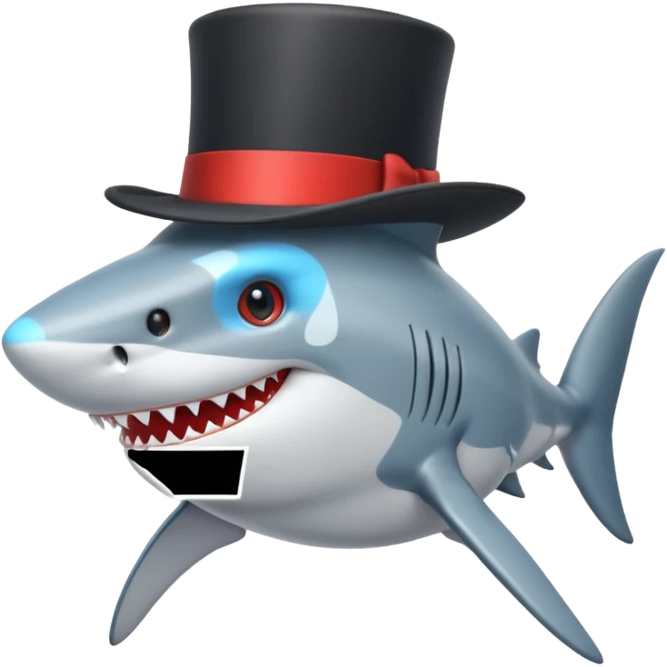 Shark with a top hat emoji