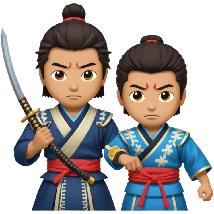 japan samurai fighting with a opther human emoji