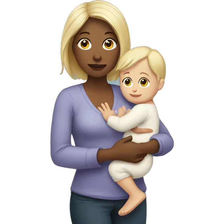white mom holding little baby emoji