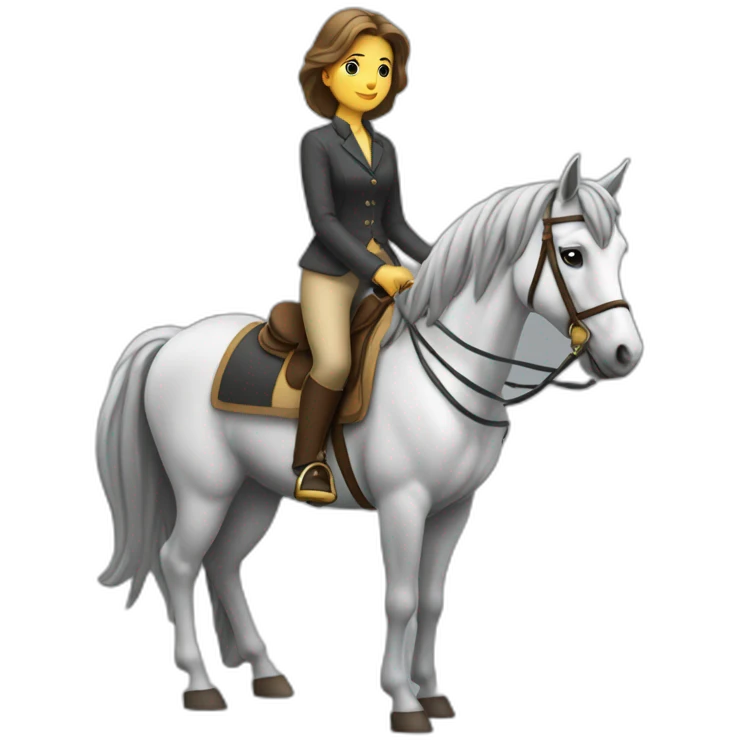 femme sur un cheval gris emoji