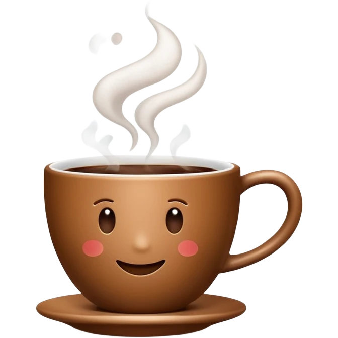 Java logo, stylized coffee cup with steam, minimal and friendly emoji style emoji