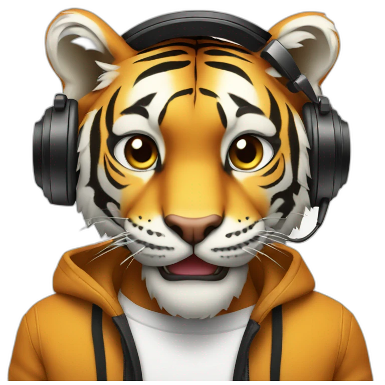 Tiger as DJ emoji
