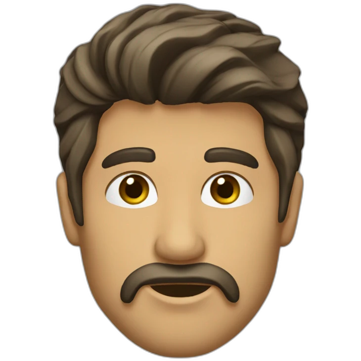 Hombre cabello castaño,barba candado,ojos verdes emoji