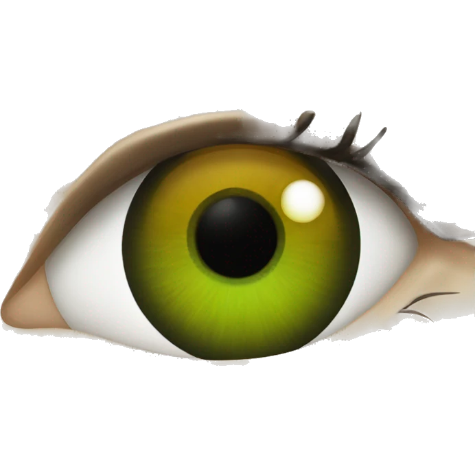 an almond shaped eye with black eyelids and green/yellow/amber eyes with black pupil emoji