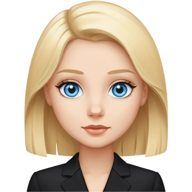 A blond girl blue eyes, Business Outfit, wearing black high heels  emoji