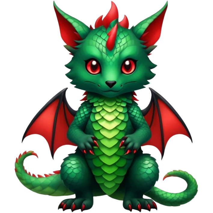Kawaii Cute Edgy Black Green Red ethereal Fionbri-Vernid-animal-creature full body emoji