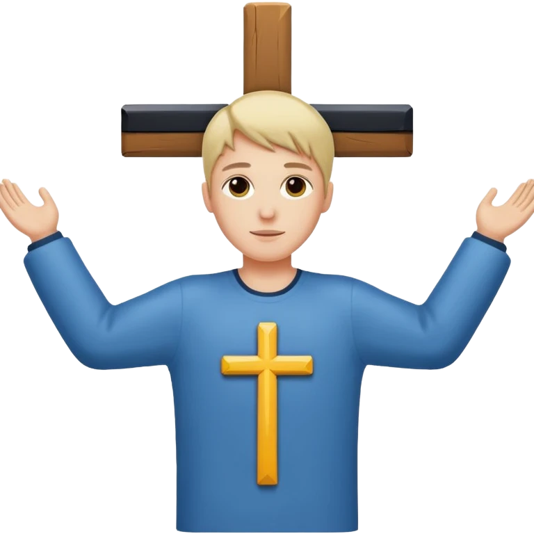 A person with the arms opened and extended forming a cross with their arms and body emoji