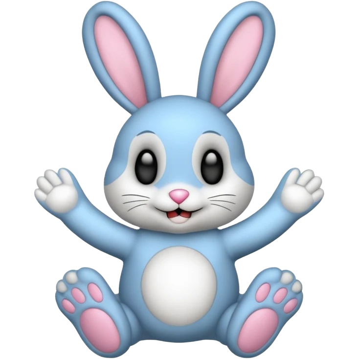 Emoji pour twitch d'une peluche lapin squelette noir faisant signe de la patte avec le texte:"Hi !" emoji