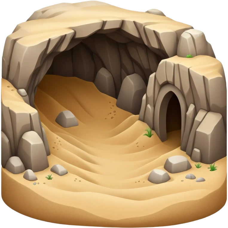 generate realistic detailed cave in 3d style with sand  emoji
