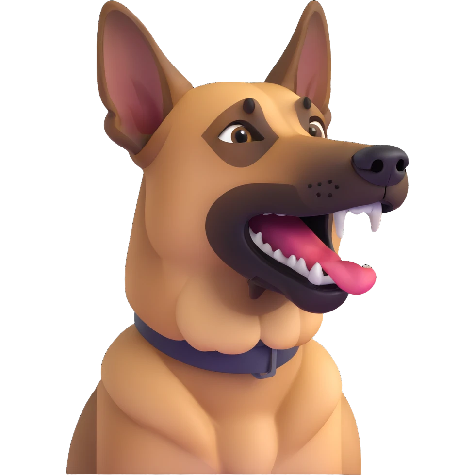 Belgian Malinois barking, teeth visible emoji