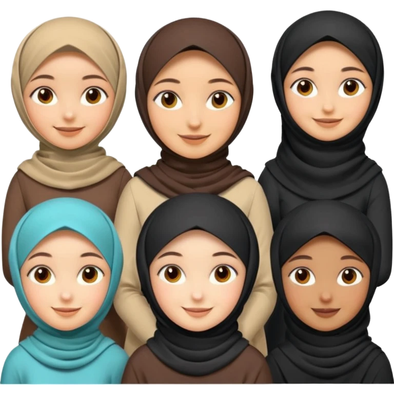 make 12 girls with different race, persona, occupation/hobby, and give some with hijab emoji