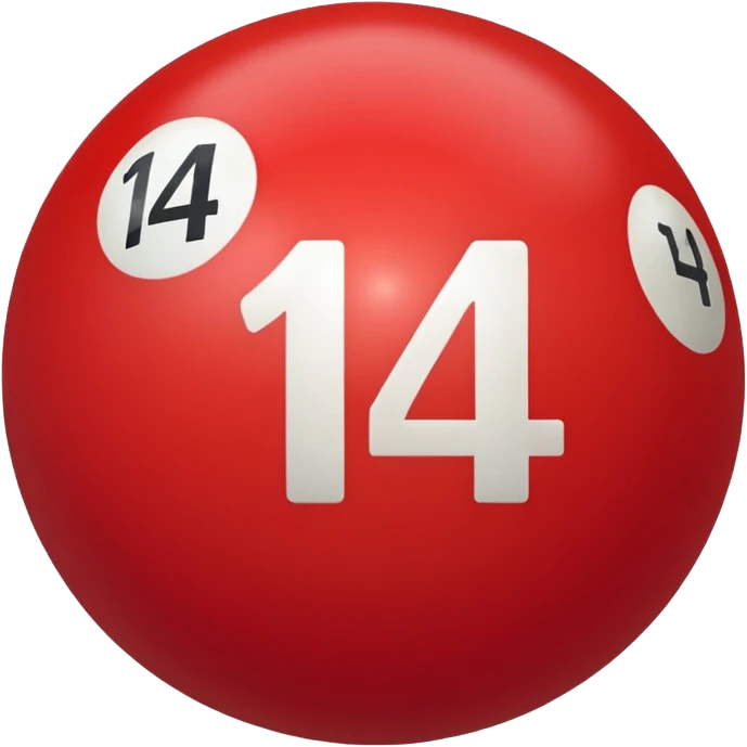 The number 14 on a red pool ball emoji