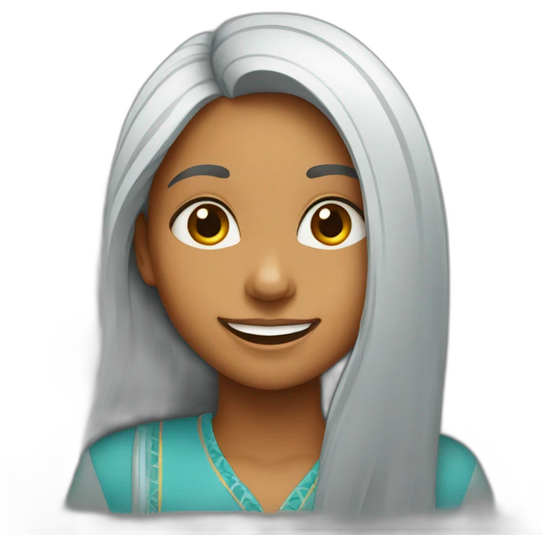 Indian-girl-with-long-hair-and-long-face-smiling emoji