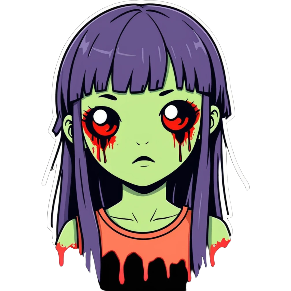 zombie girl with bangs and long hair emoji