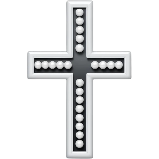 Elegant emoji icon of a white cross made of white beads, glossy surface, subtle shadows, pure white palette, centered emoji