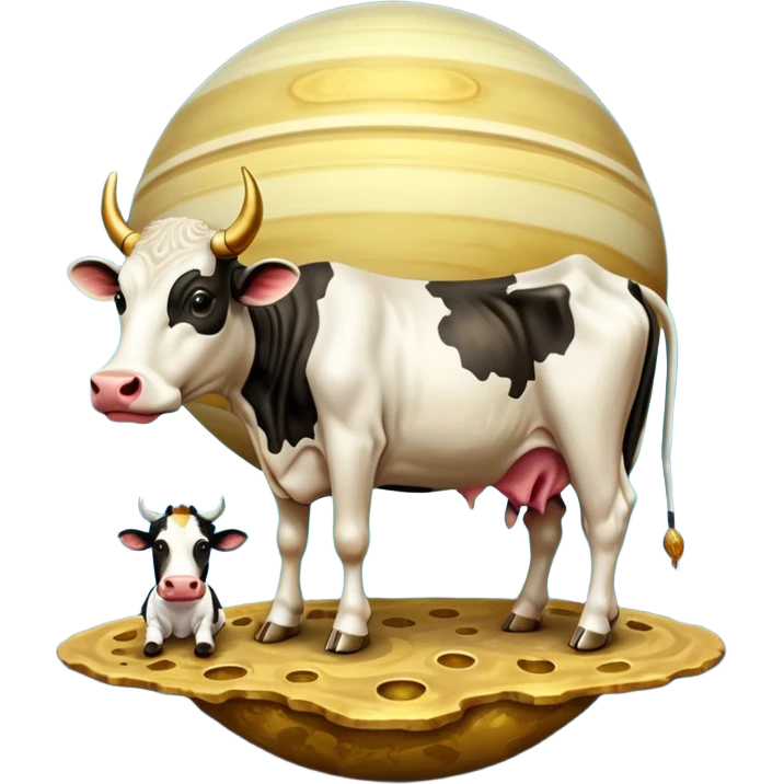 saturn planet with human feet with cow head emoji