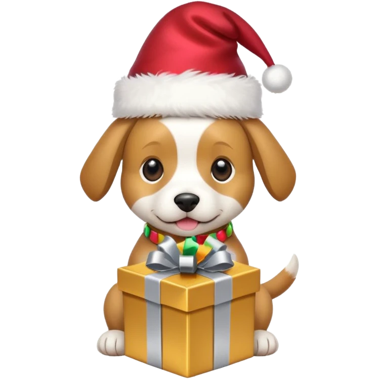 Dog in new yaer hat wrapped paper new yaer  emoji