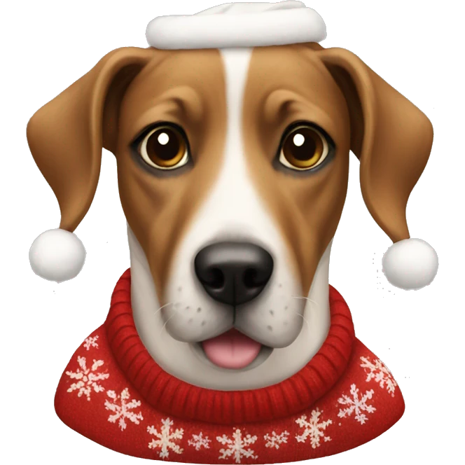 A dog wearing a Christmas jumper emoji