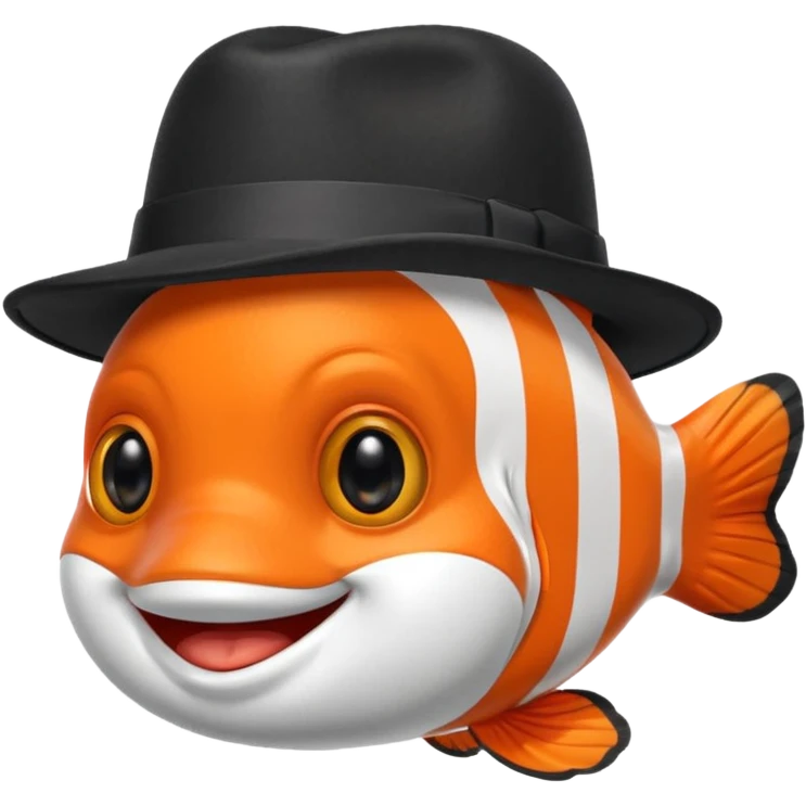 Clownfish with a black fedora, smiling emoji