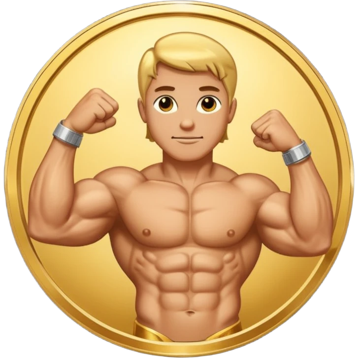 A bent arm showing a big biceps in a gold coin emoji