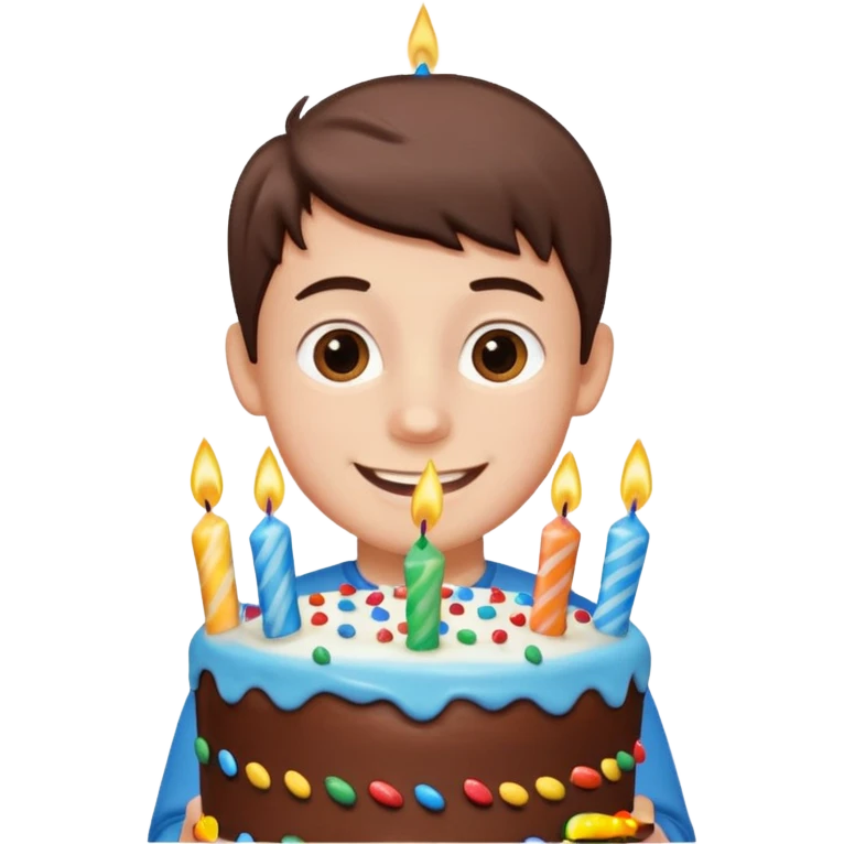 boy with birthday cake emoji