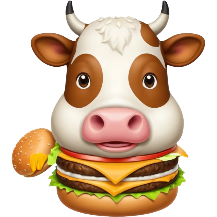 Cow eating burger emoji