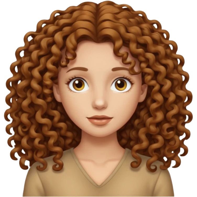 pale woman with ne meter long brown curly hair, middle part emoji
