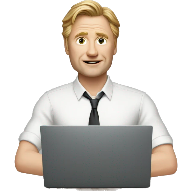 Gerard Deparye with a laptop works emoji