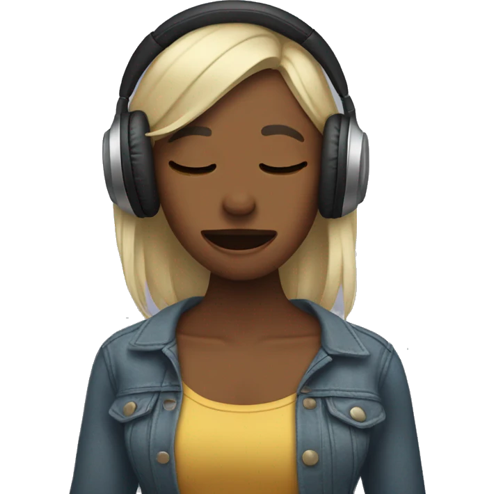  Women listening to music and crying but posing  emoji