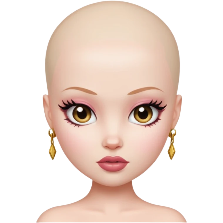 pretty bratz baddie, bald, pale skin emoji