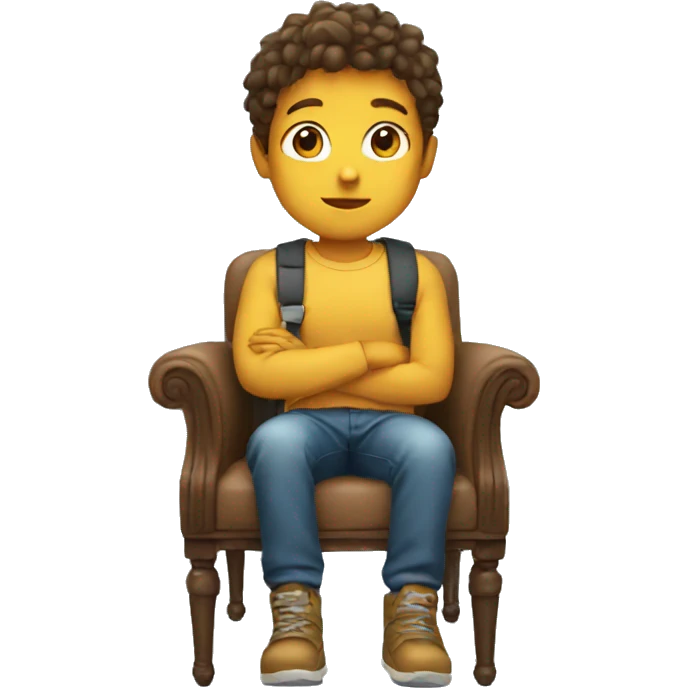 young boy sitting in a chair emoji