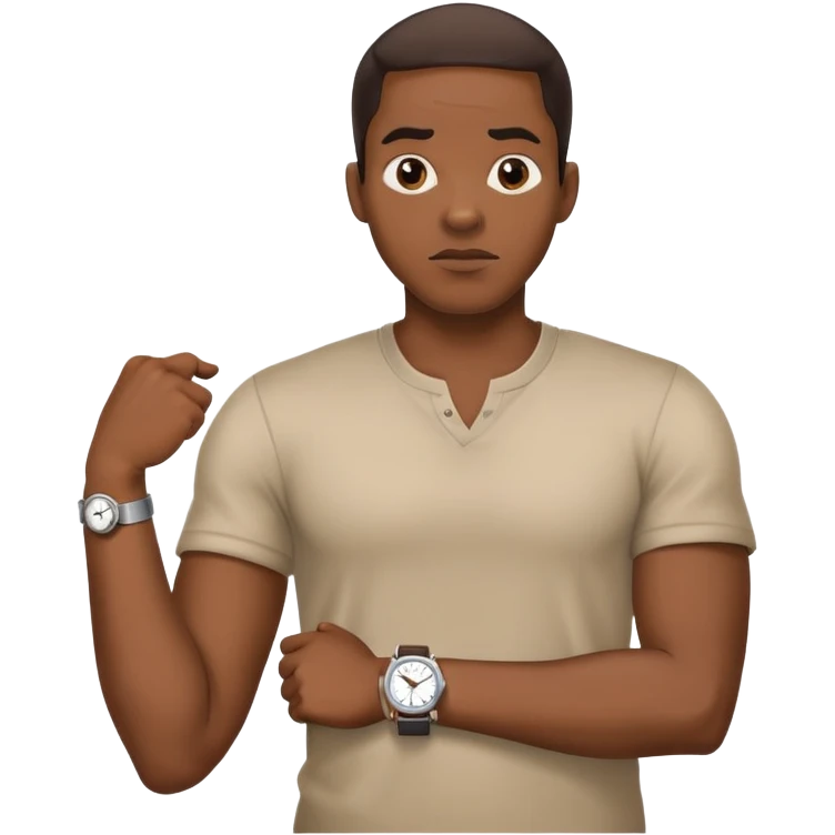 African American shrugging with watch on  emoji