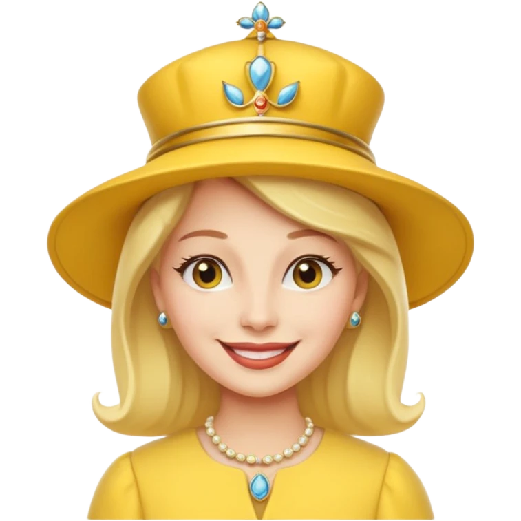 royal queen with yellow hat emoji