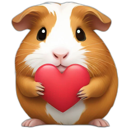guinea pig holding a heart emoji
