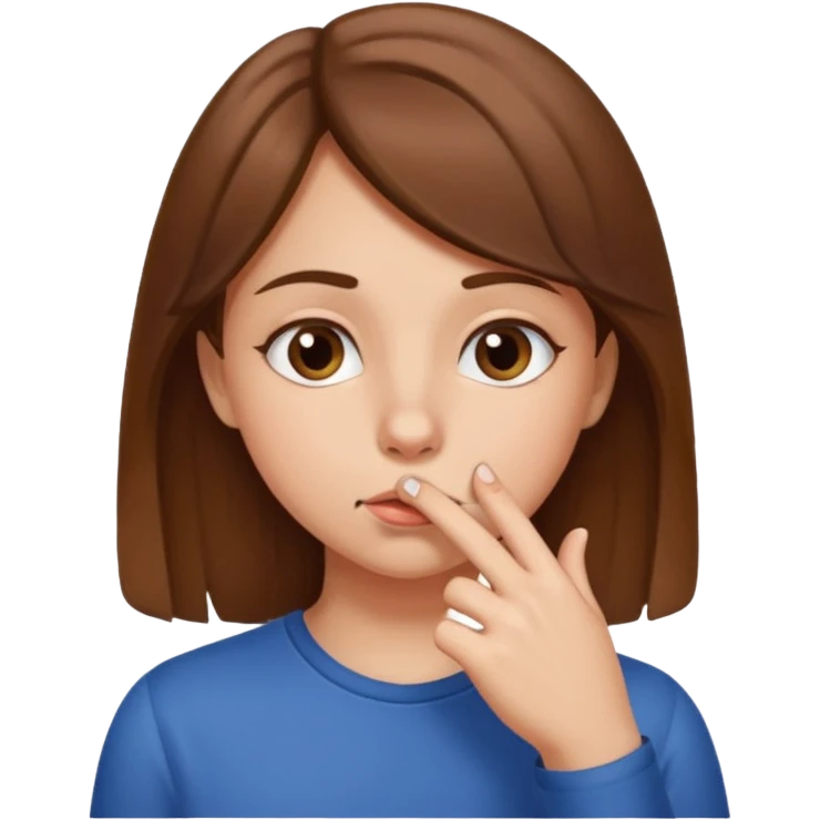 Brown haired girl, picking her nose emoji