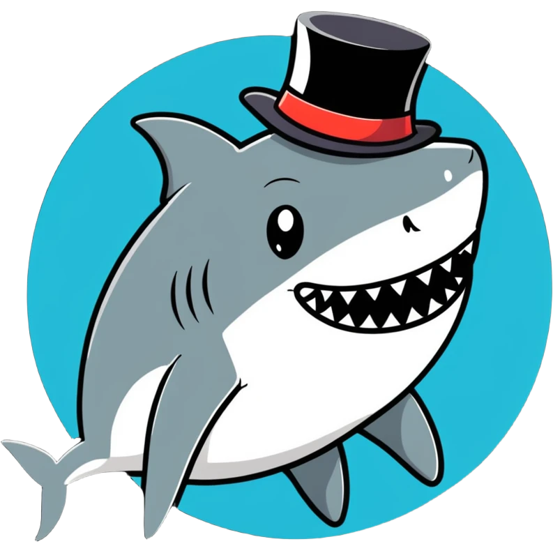 Shark with a top hat emoji