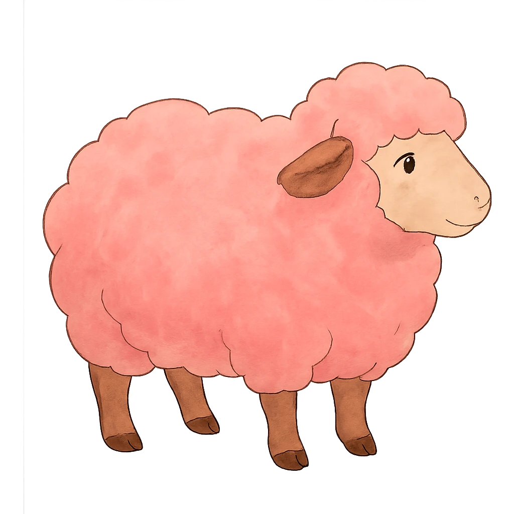 ghibli style pink sheep emoji