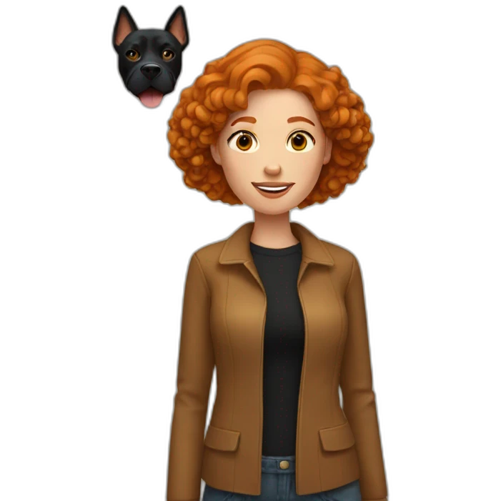 ginger-woman-with-black-dog emoji