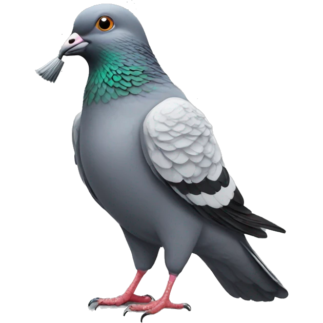 pigeon with brush in mouth emoji