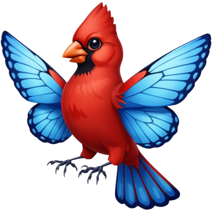 Cardinal and blue butterfly emoji